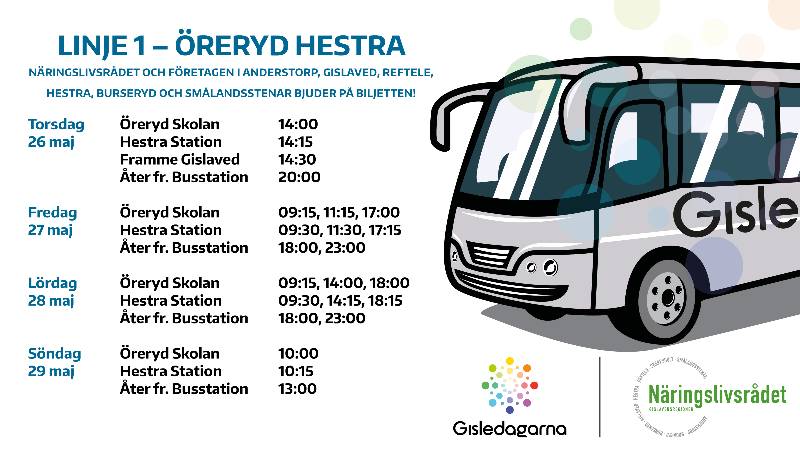 Gratis buss till Gisledagarna 26-29 maj
